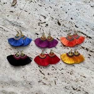 5 Pack - Colorful Earrings with Tassels - Handmade